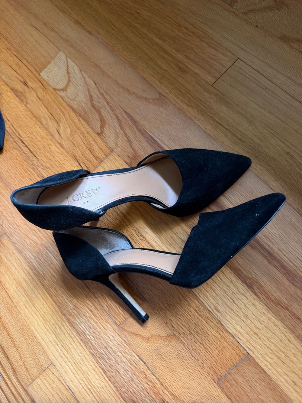 J. Crew Black Suede D'Orsay Pointed-Toe Heels